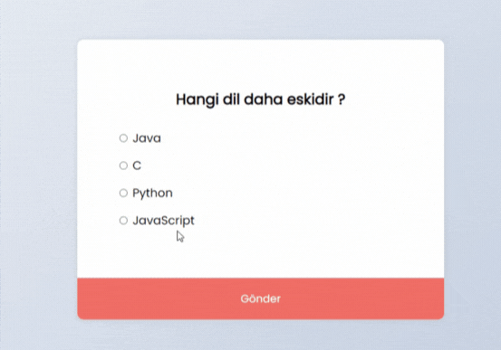 HTML CSS ve Javascript İle Quiz Uygulaması - Javascript