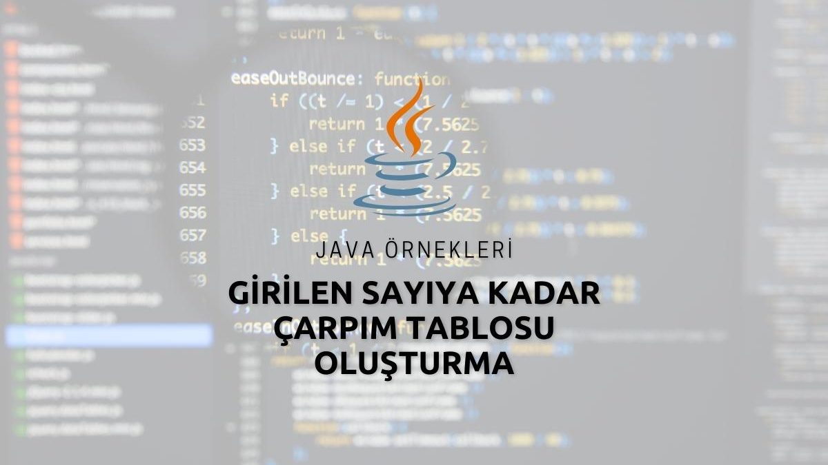 Java Girilen Sayıya Kadar Çarpım Tablosu Oluşturma